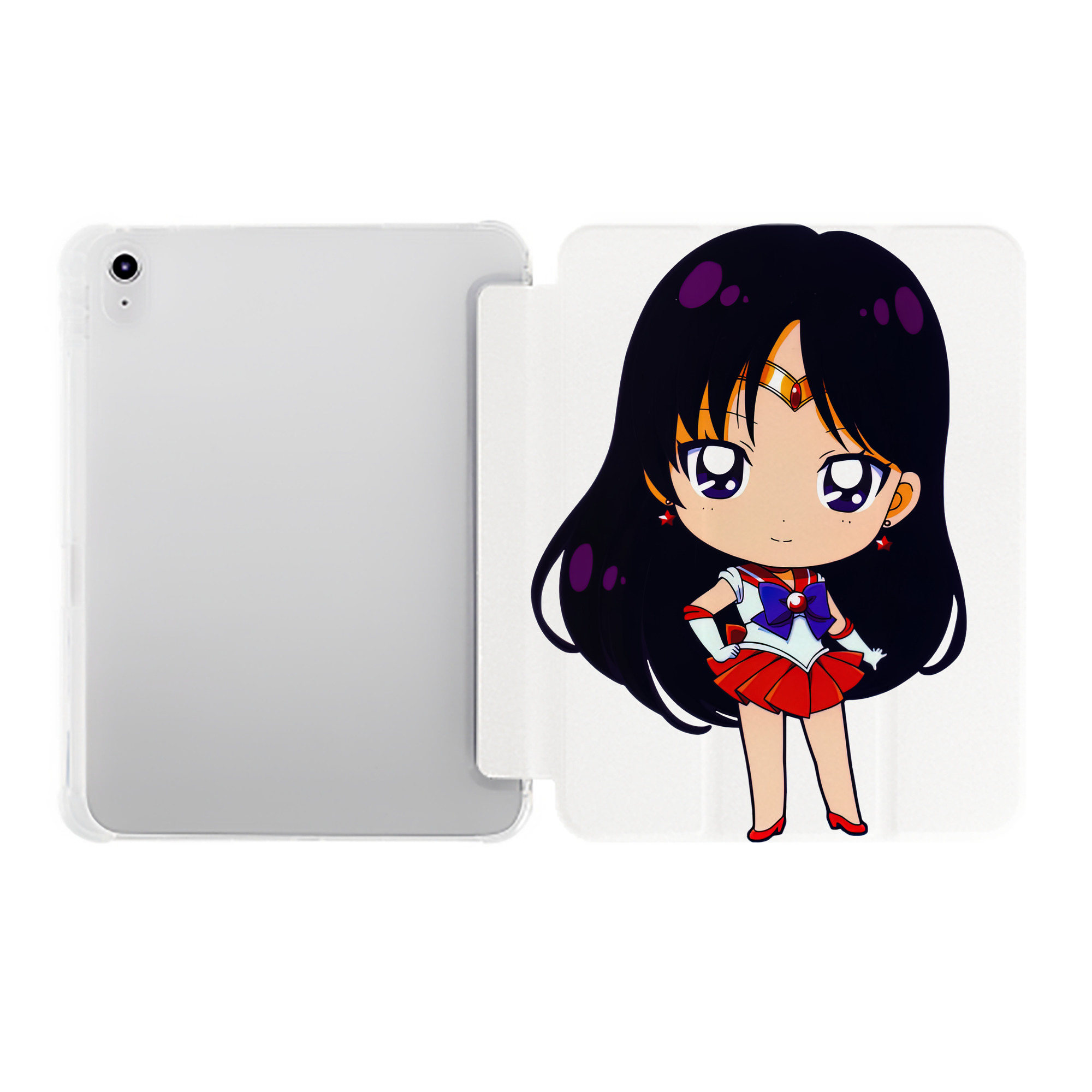 （画像用） 美少女戦士セーラームーン 火野レイ ひの レイ Sailor Moon Hino Rei （セーラーマーズ,Sailor Mars） IPad ケース ペン収納付き 三つ折りスタンド PUレザー×シリコン 対応機種9.5/10.5/10.9インチ